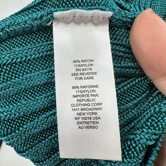 Elie Tahari Pullover Sweater WMNS S Dark Team Textured Ribbed Knit Short Sleeve - Picture 12 of 13